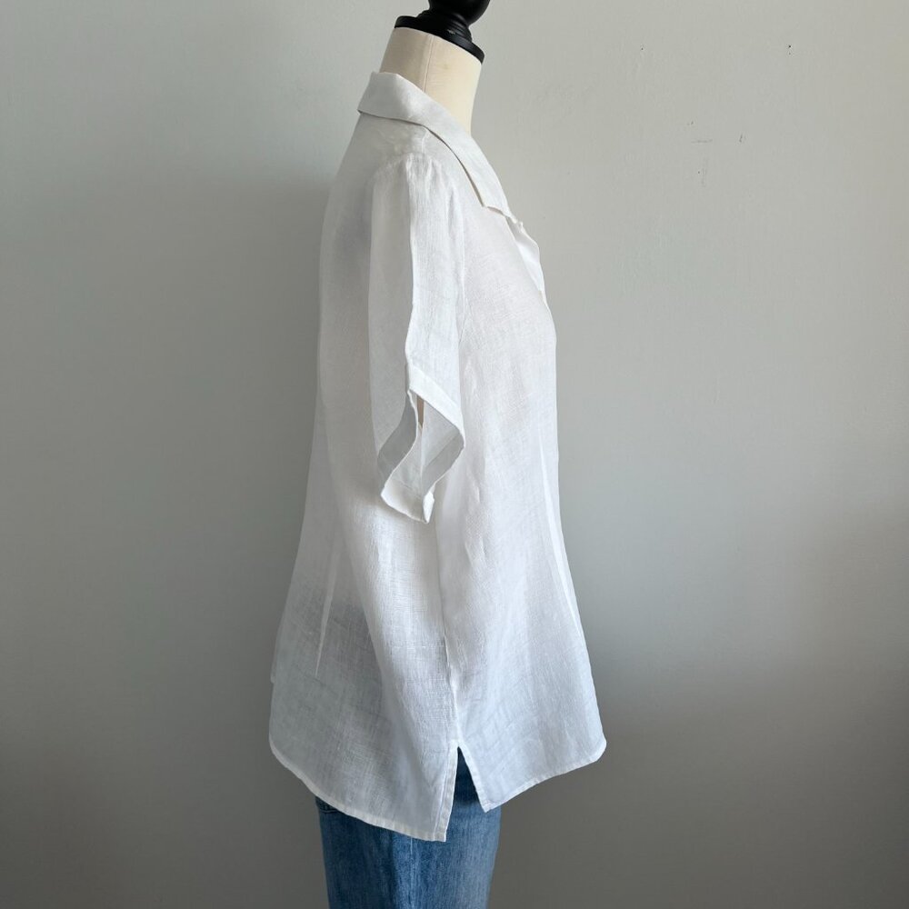 Lauren - Ralph Lauren, 100% Linen, White Button down top, Size 16 - Picture 7 of 13
